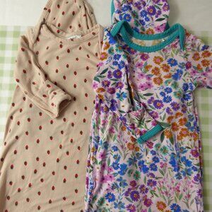 Little Sleepies Bamboo & Hanna Andersson Strawberry Knotted Gown Set, 0-3 Mos